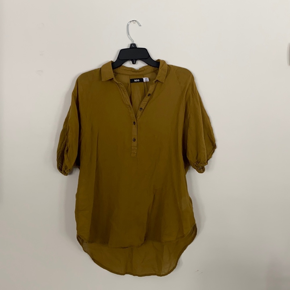 Olive green button down top